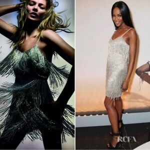 Topshop Silver Fringe Mini Dress